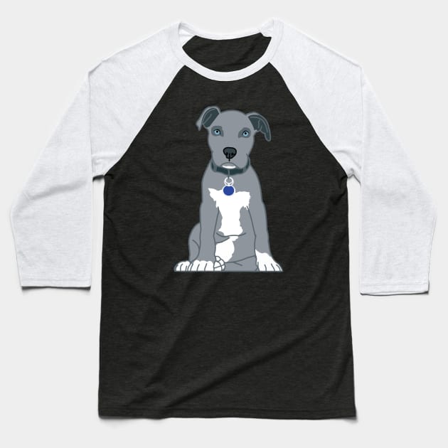 Pitbull Grey Staffordshire Terrier Baseball T-Shirt by Rosemarie Guieb Designs